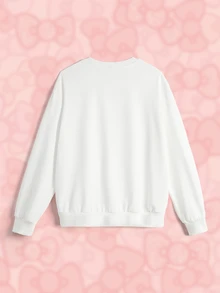 HELLO KITTY AND FRIENDS | SHEIN Plus Size Women's Round Neck Cartoon Print Casual Daily Long Sleeve Sweatshirt Fall - White - View 6