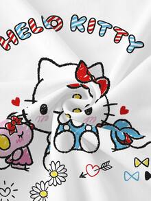 HELLO KITTY AND FRIENDS | SHEIN Plus Size Women's Round Neck Cartoon Print Casual Daily Long Sleeve Sweatshirt Fall - White - View 5