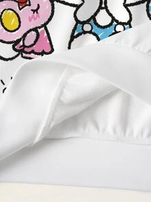 HELLO KITTY AND FRIENDS | SHEIN Plus Size Women's Round Neck Cartoon Print Casual Daily Long Sleeve Sweatshirt Fall - White - View 9