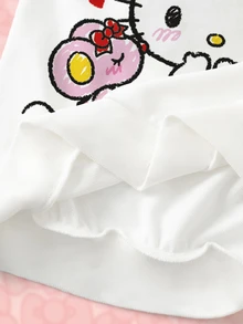 HELLO KITTY AND FRIENDS | SHEIN Plus Size Women's Round Neck Cartoon Print Casual Daily Long Sleeve Sweatshirt Fall - White - View 8