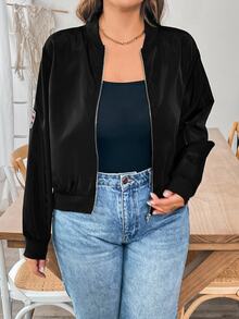 SHEIN Essnce 大尺碼女款秋季新款時尚商務休閒長袖外套 通勤冬季 - 黑色 - 查看 3
