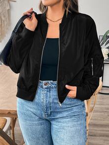 SHEIN Essnce 大尺碼女款秋季新款時尚商務休閒長袖外套 通勤冬季 - 黑色 - 查看 5