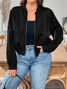 SHEIN Essnce 大尺碼女款秋季新款時尚商務休閒長袖外套 通勤冬季 - 黑色 - 查看 7