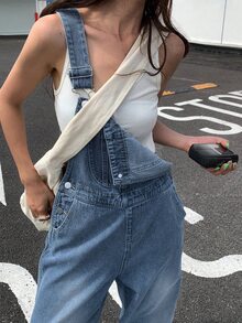 Dazy Tall Women's Loose Street Casual Denim Overalls Fall - Medium Wash - View 3