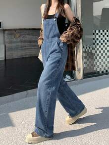 Dazy Tall Women's Loose Street Casual Denim Overalls Fall - Medium Wash - View 11