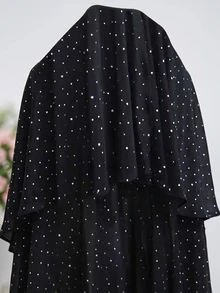 Amorya 女款亮片百褶喇叭袖時尚洋裝，黑白波點，適合婚禮、酒吧、派對、夜晚約會、晚餐、正式場合，秋季優雅萬聖節穿搭 - 黑色 - 查看 8