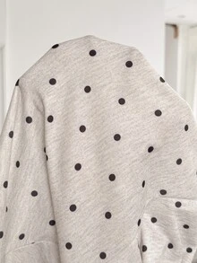 SHEIN Maternity Polka Dot Pattern Zipper Front Hooded 3-In-1 Jacket Fall - Light Grey - View 12