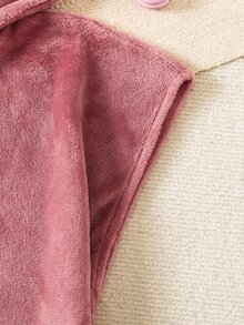 SHEIN 女童 1件裝 卡通刺繡連帽毛絨睡裙 - 淺粉色 - 查看 8