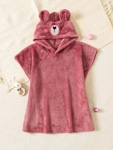 SHEIN 女童 1件裝 卡通刺繡連帽毛絨睡裙 - 淺粉色 - 查看 11