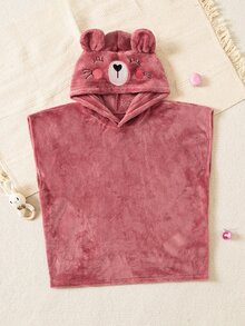SHEIN 女童 1件裝 卡通刺繡連帽毛絨睡裙 - 淺粉色 - 查看 6