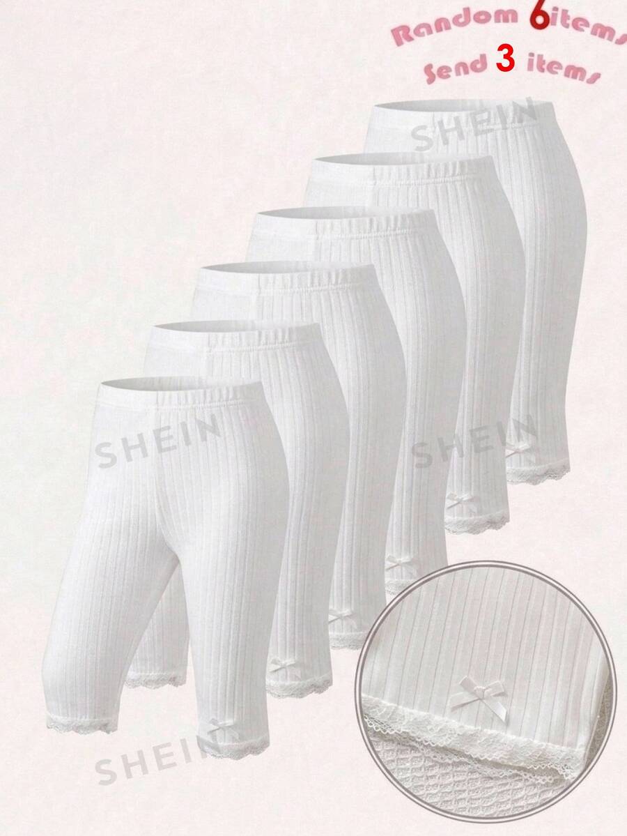 Tween Girl Bow Decor Tween Girl White Leggings 3pcs/Set - White - View 1