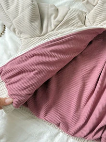 SHEIN 青少年女孩純色毛絨舒適加厚收腰拉鍊連帽夾克，耐髒酷感時尚街頭戶外活動日常穿著冬季長袖 Y2K 風格白色填充外套 - 白色 - 查看 10