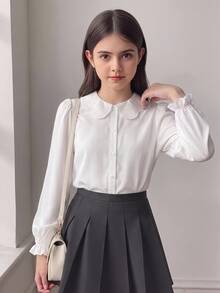 SHEIN Tween Girls Blouses - White - View 1