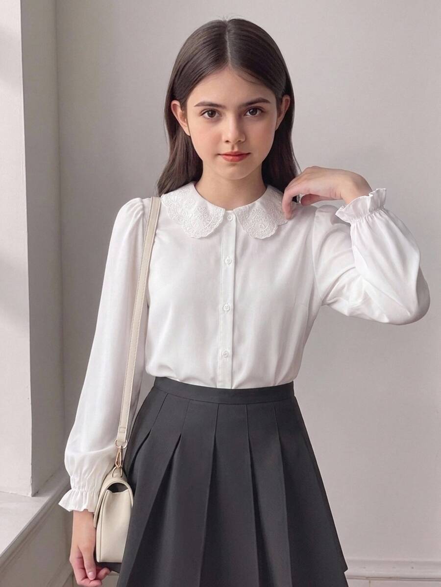 SHEIN Tween Girls Blouses - White - View 1