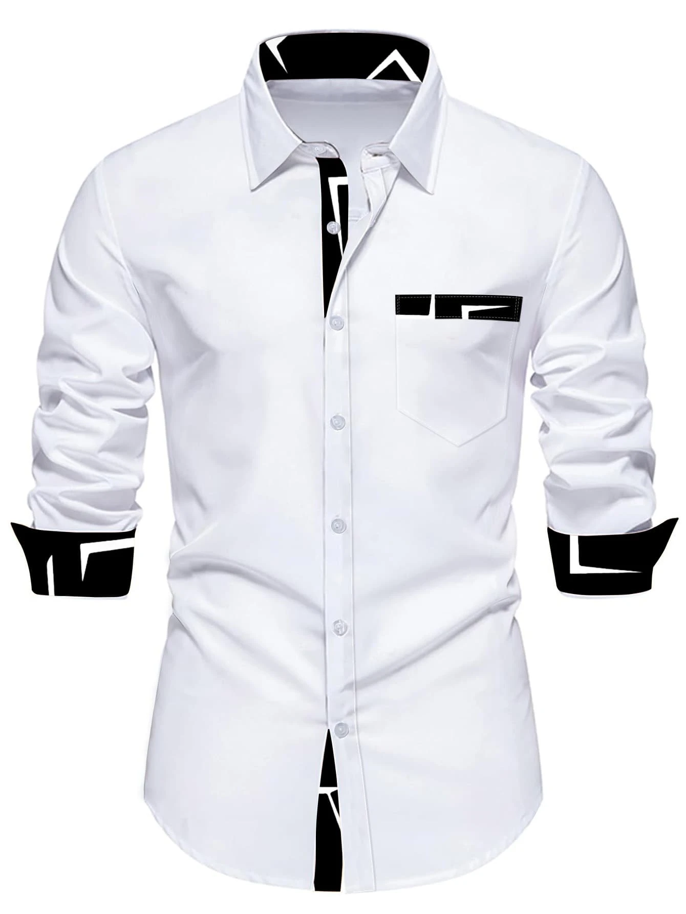 Calvornis Men's Plus Size Long-Sleeve Casual Shirt, Suitable For Business-Casual And Office Settings, Formal, Old Money - White - View 1