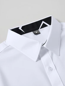 Calvornis Men's Plus Size Long-Sleeve Casual Shirt, Suitable For Business-Casual And Office Settings, Formal, Old Money - White - View 4