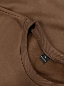 INAWLY 棕色萬聖節蝙蝠刺繡衛衣，秋冬南瓜圖案寬鬆版型百搭圓領長袖上衣 - 巧克力棕 - 查看 7