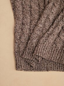 MOTF PREMIUM MID-LENGTH CABLE KNIT SWEATER WITH EXQUISITE METAL BUCKLE AND HIGH NECK - Coffee Brown - View 7
