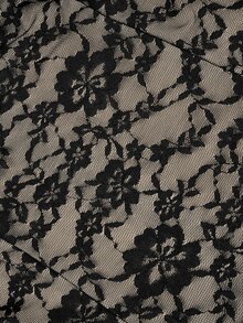 NOVVYNE Damen Schwarzes Blumenmuster Strick Kurzarm Spitze Patchwork Tailliert gerafft Bodycon elegantes romantisches Kleid Hochzeit Abendessen Cocktail Sommer - Schwarz - Übersicht 12