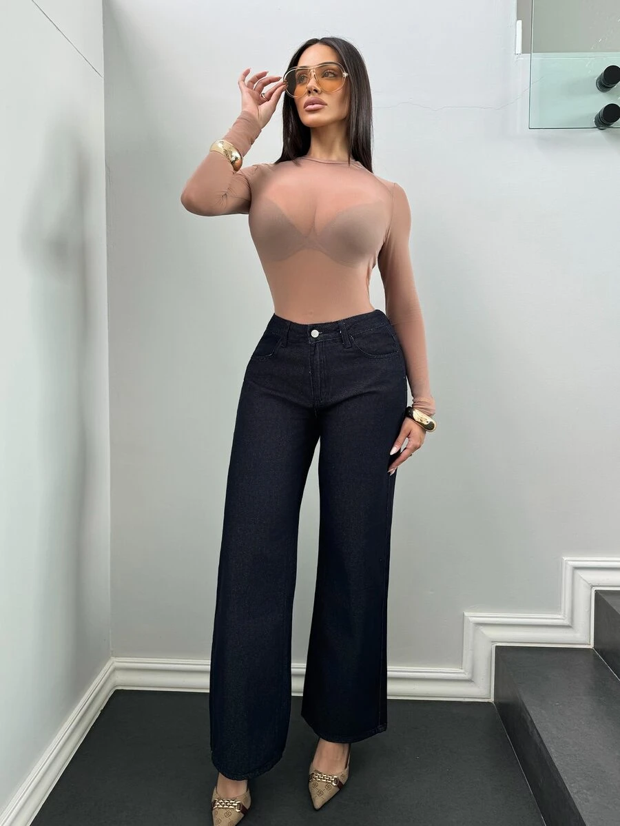 Shopreo Solid Mesh Top Without Bra - Dusty Pink - View 1