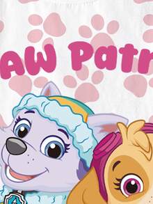 SHEIN | PAW Patrol 女童圓領字母卡通印花休閒日常短袖T恤 - 白色 - 查看 5