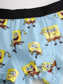 SpongeBob SquarePants | SHEIN Young Boy Comfortable Breathable Soft Cartoon Pattern Boxer Briefs - Baby Blue - View 5