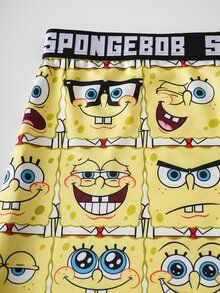 SpongeBob SquarePants | SHEIN Plus Size Women Letter Waistband Casual Panties - Yellow - View 5