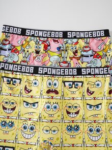 SpongeBob SquarePants | SHEIN Plus Size Women Letter Waistband Casual Panties - Yellow - View 3
