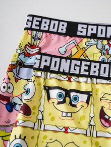 SpongeBob SquarePants | SHEIN Plus Size Women Letter Waistband Casual Panties - Yellow - View 4