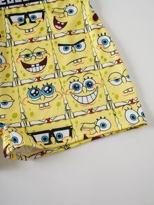 SpongeBob SquarePants | SHEIN Plus Size Women Letter Waistband Casual Panties - Yellow - View 7