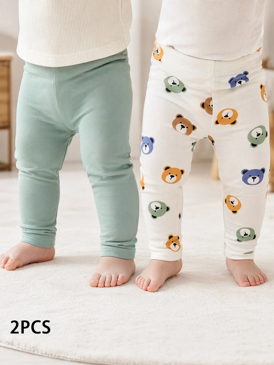 Baby Boy Pattern Small Feet Long Pants 2pcs Pieces Set Suitable For All Seasons - Multicolor - View 1