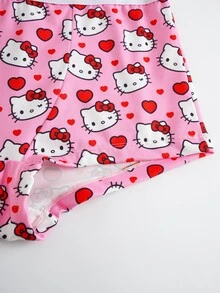 HELLO KITTY AND FRIENDS | SHEIN طقم ملابس داخلية مريح مطبوع للنساء، إصدار تعاوني - وردي - مشاهدة 6
