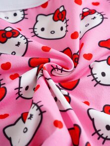 HELLO KITTY AND FRIENDS | SHEIN طقم ملابس داخلية مريح مطبوع للنساء، إصدار تعاوني - وردي - مشاهدة 7