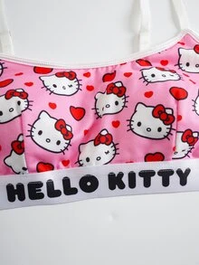 HELLO KITTY AND FRIENDS | SHEIN طقم ملابس داخلية مريح مطبوع للنساء، إصدار تعاوني - وردي - مشاهدة 4