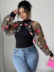Elenzga Plus Size Women's Knitted Casual T-Shirt Fall Cloth For Women - Black - View 5
