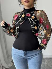 Elenzga Plus Size Women's Knitted Casual T-Shirt Fall Cloth For Women - Black - View 6