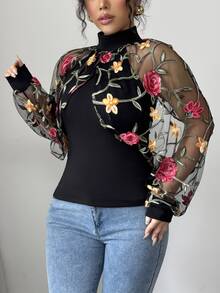 Elenzga Plus Size Women's Knitted Casual T-Shirt Fall Cloth For Women - Black - View 7