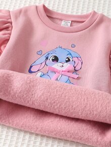 Cozy Pixies 女嬰幼兒女童卡通動物豹紋貓咪圖案針織柔軟圓領長袖荷葉袖套頭衛衣彈性腰修身長褲2件套可愛套裝 - 粉色 - 查看 8