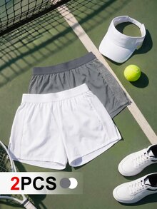 SHEIN Cheerettes 女款彈性腰帶日常健身運動短褲 - 彩色 - 查看 2