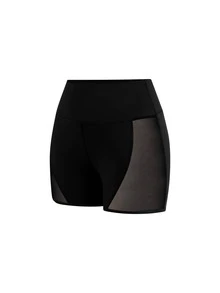 SHEIN Cheerettes Women's Mesh Patchwork High Waist Athletic Shorts Black Purple Sports Shorts 2 Pack High Waist Mesh Panel Tummy Control Butt Lift Breathable For Gym - Multicolor - View 16