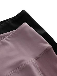 SHEIN Cheerettes Women's Mesh Patchwork High Waist Athletic Shorts Black Purple Sports Shorts 2 Pack High Waist Mesh Panel Tummy Control Butt Lift Breathable For Gym - Multicolor - View 15
