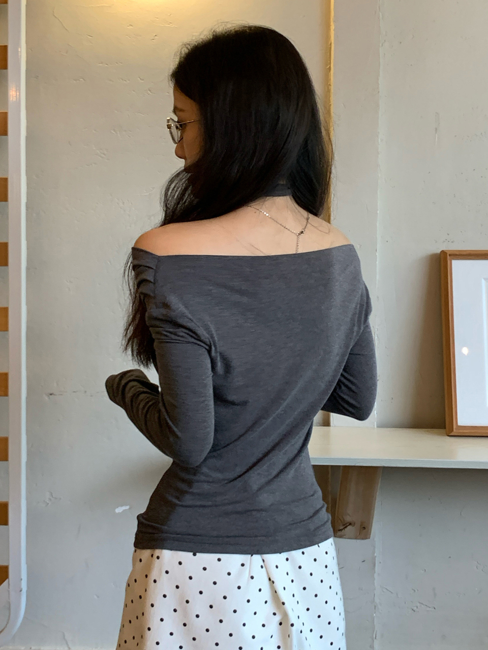 Women's Letter Print Off-Shoulder Casual Versatile Daily Wear T-Shirt Fall