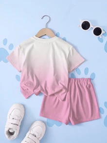 SHEIN | PAW Patrol 女童字母卡通印花短袖T恤與短褲休閒日常套裝 - 白色 - 查看 2