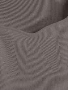 Cloudara Sweetheart Neck Split Hem Jumper - Mocha Brown - View 5