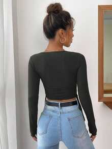 EURMUSE black long sleeve T-shirt - Army Green - View 2