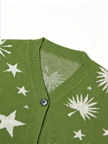 Vaclyn Cardigan Rajut Kasual Lengan Panjang dengan Motif Pentagram dan Bahu Longgar untuk Wanita - MultiWarna - View 7