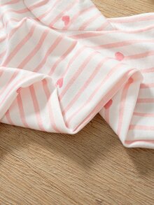 SHEIN Playful Pals Heart Print Newborn Romper Rainbow Khaki Color - Multicolor - View 8