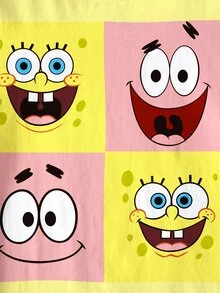 SpongeBob SquarePants | SHEIN 青少年女孩圓領短袖休閒T恤 - 白色 - 查看 5