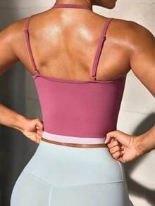 Solea Cove U-Neck Backless Seamless Fitted Slim Waist Yoga Fitness Tank Top With Shoulder Straps For Running - Multicolor - View 2