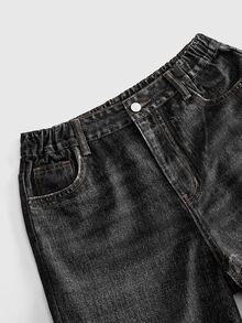 ROMWE MEN Street Life Teen Boy Casual Versatile Daily Wear Denim Jeans With Pockets And Buttons - Black - View 3